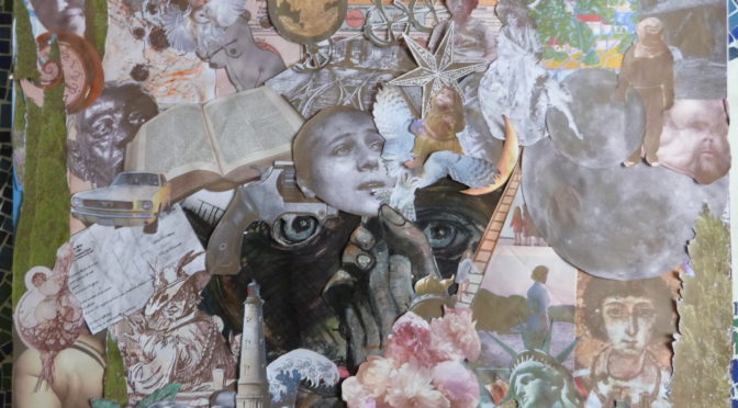 « Collage de convalescence » 70 x 50 cm. L’Etoile du monde, en référence à une gravure originale de Onuma Nemon.
