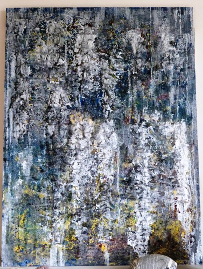 Rivière (encre et acryl) carton-bois - 2015 format 121/91 cm